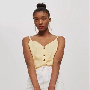 NWT TOPSHOP Linen Blend Button Front Tank Top Size 8/Medium